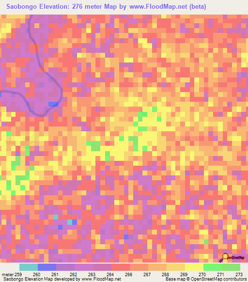 Saobongo,Mali Elevation Map