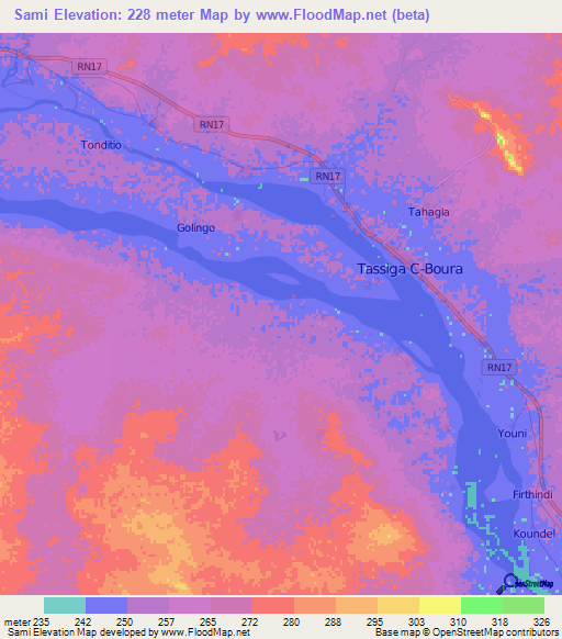 Sami,Mali Elevation Map
