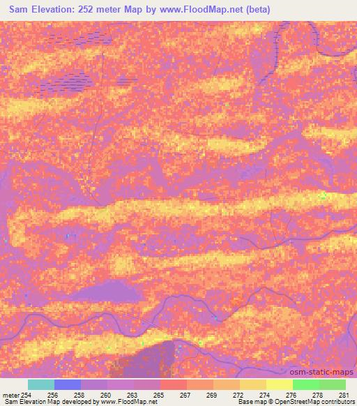 Sam,Mali Elevation Map