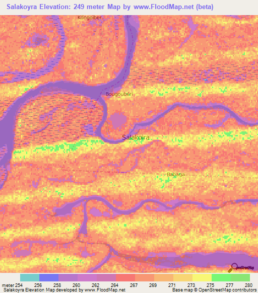 Salakoyra,Mali Elevation Map