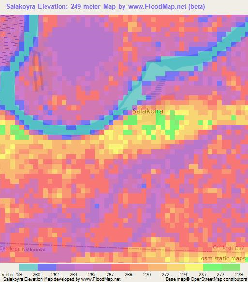 Salakoyra,Mali Elevation Map