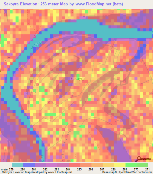 Sakoyra,Mali Elevation Map