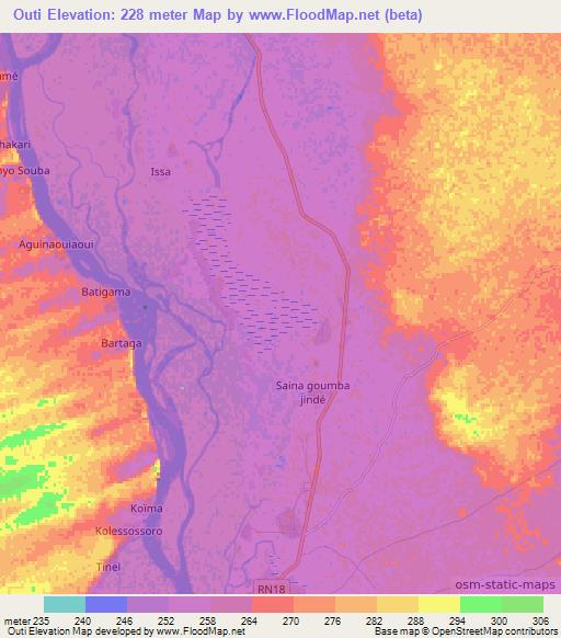 Outi,Mali Elevation Map