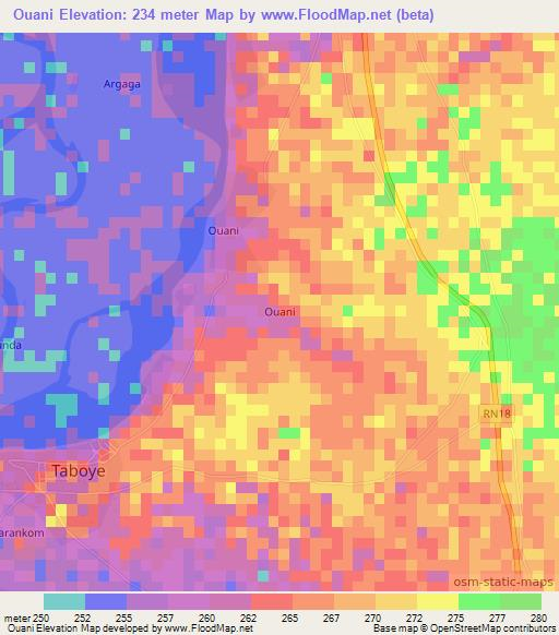 Ouani,Mali Elevation Map