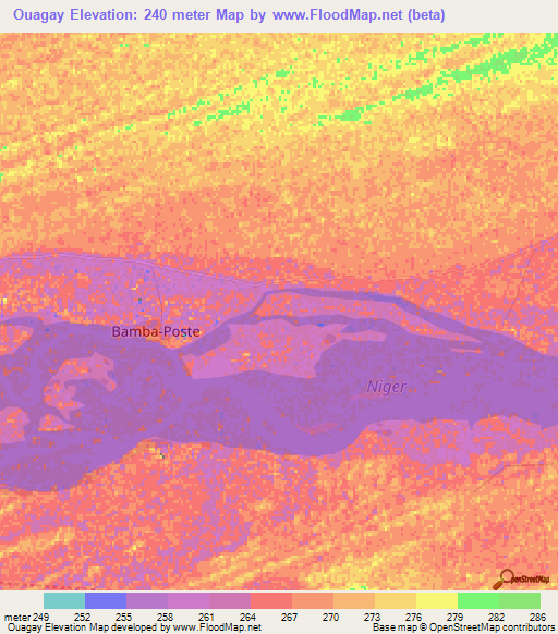 Ouagay,Mali Elevation Map