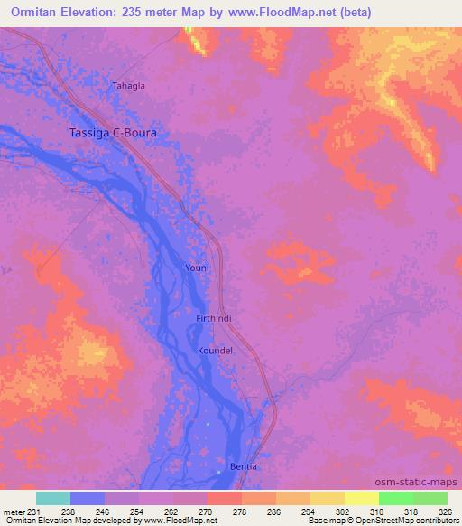 Ormitan,Mali Elevation Map