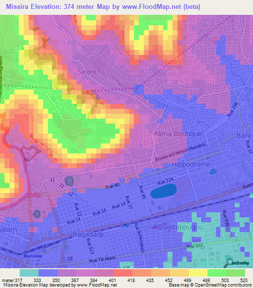 Missira,Mali Elevation Map