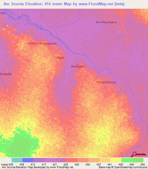 Am Sounta,Chad Elevation Map