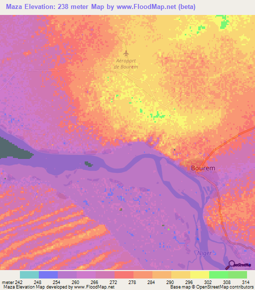 Maza,Mali Elevation Map