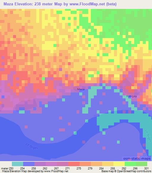 Maza,Mali Elevation Map