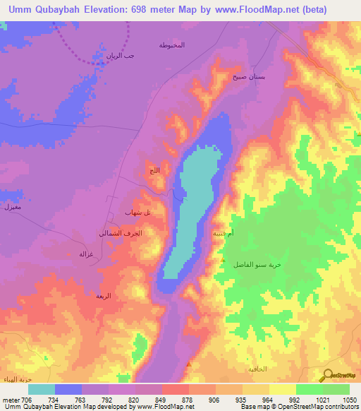 Umm Qubaybah,Syria Elevation Map