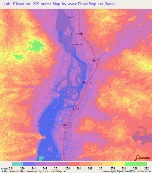 Labi,Mali Elevation Map