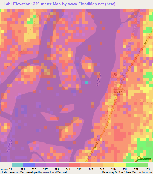 Labi,Mali Elevation Map