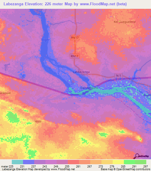 Labezanga,Mali Elevation Map