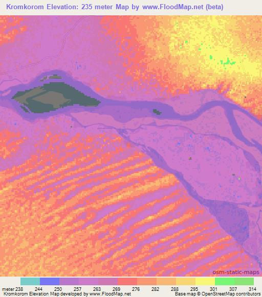 Kromkorom,Mali Elevation Map
