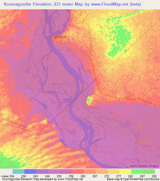 Koumagondie,Mali Elevation Map