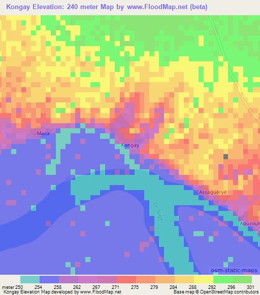 Kongay,Mali Elevation Map