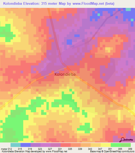 Kolondieba,Mali Elevation Map