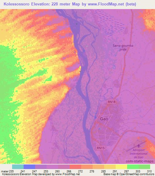 Kolessossoro,Mali Elevation Map