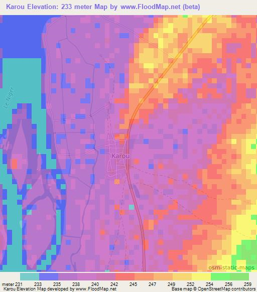 Karou,Mali Elevation Map