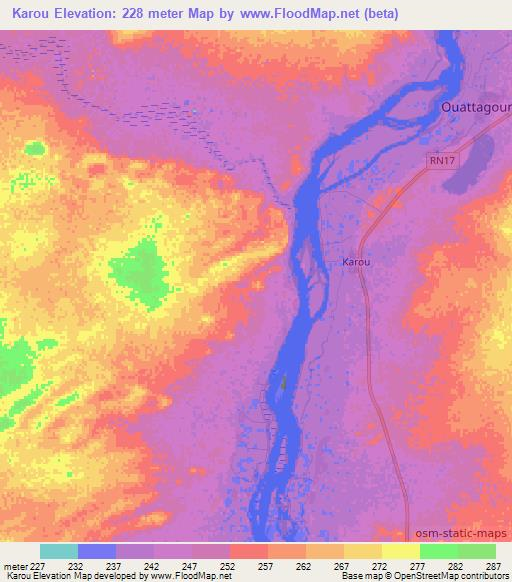 Karou,Mali Elevation Map