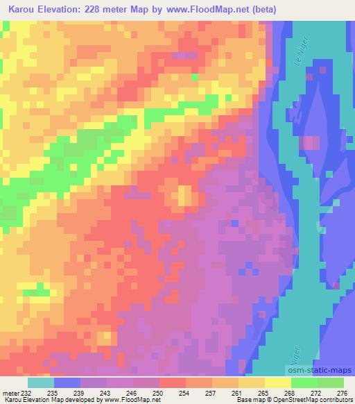Karou,Mali Elevation Map