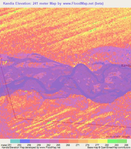Kandia,Mali Elevation Map
