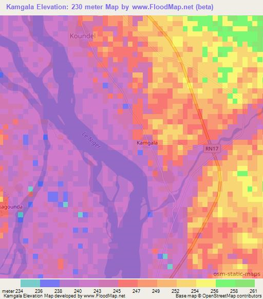 Kamgala,Mali Elevation Map