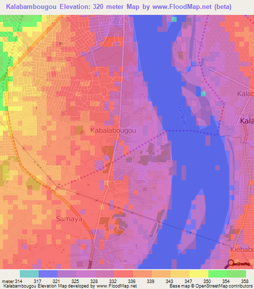 Kalabambougou,Mali Elevation Map