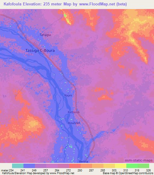 Kafofoula,Mali Elevation Map