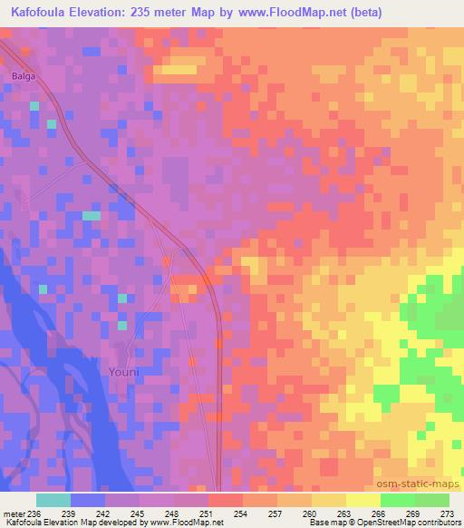 Kafofoula,Mali Elevation Map