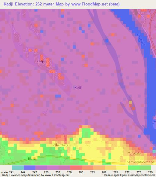 Kadji,Mali Elevation Map