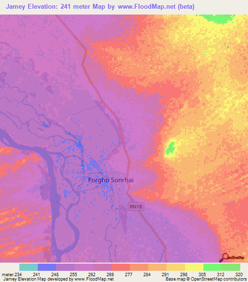 Jamey,Mali Elevation Map