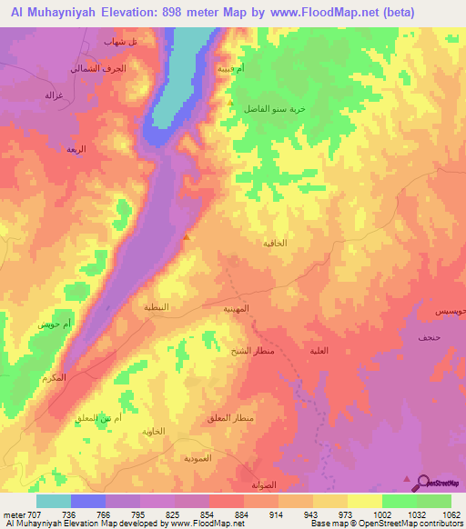 Al Muhayniyah,Syria Elevation Map