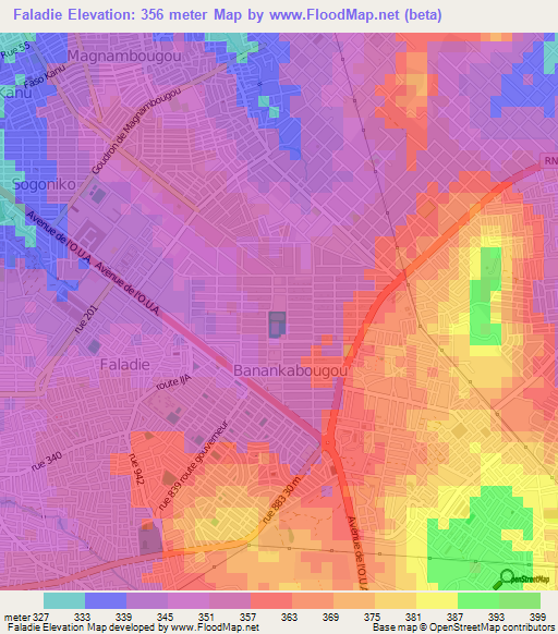 Faladie,Mali Elevation Map