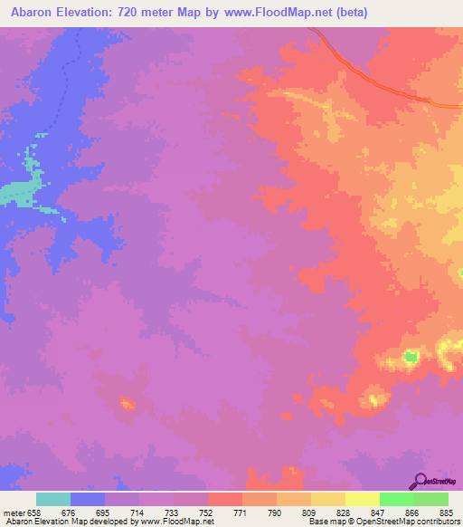 Abaron,Chad Elevation Map