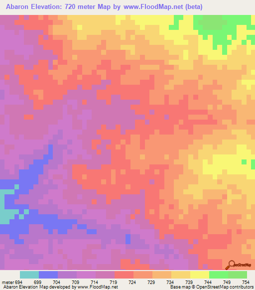 Abaron,Chad Elevation Map