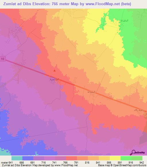 Zumlat ad Dibs,Jordan Elevation Map
