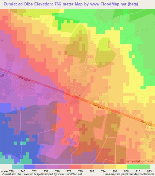 Zumlat ad Dibs,Jordan Elevation Map