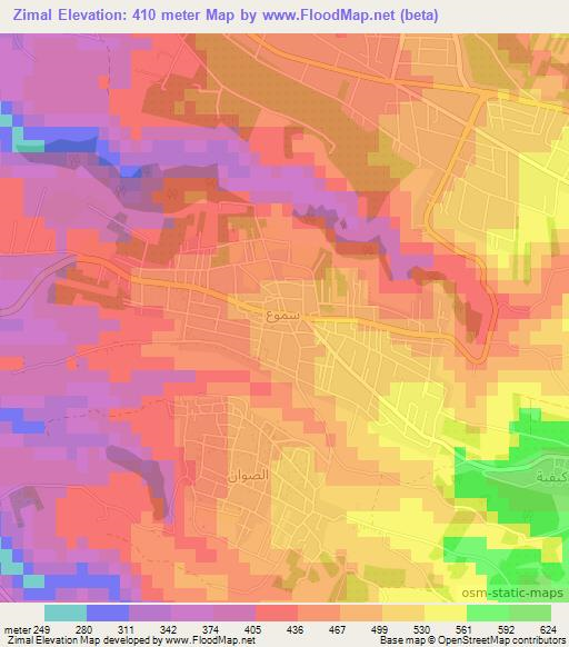 Zimal,Jordan Elevation Map