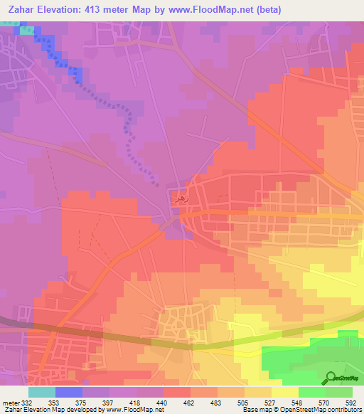 Zahar,Jordan Elevation Map