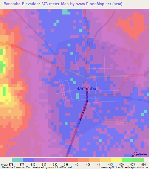 Banamba,Mali Elevation Map
