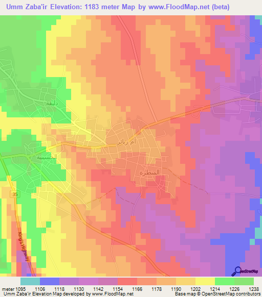 Umm Zaba'ir,Jordan Elevation Map