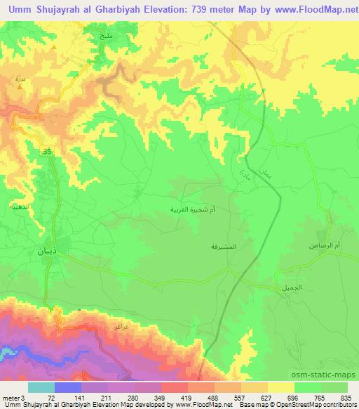 Umm Shujayrah al Gharbiyah,Jordan Elevation Map