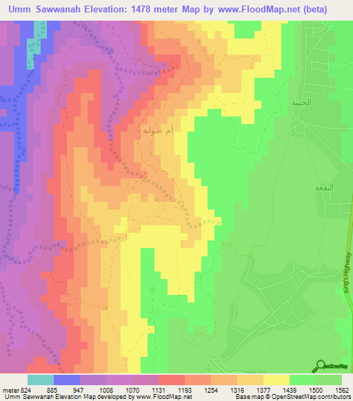 Umm Sawwanah,Jordan Elevation Map