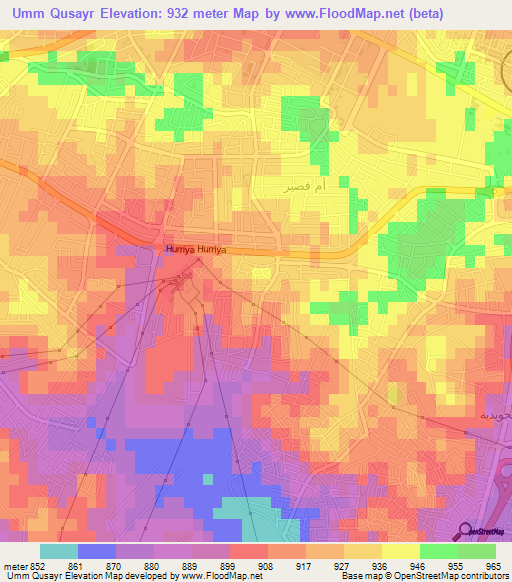 Umm Qusayr,Jordan Elevation Map
