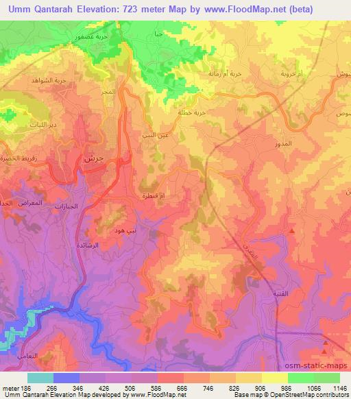 Umm Qantarah,Jordan Elevation Map