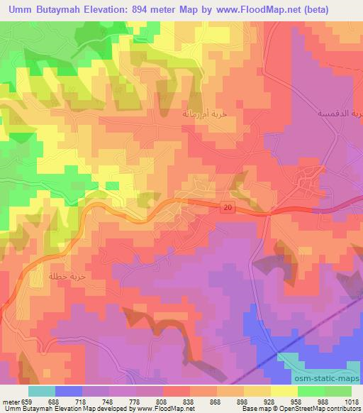 Umm Butaymah,Jordan Elevation Map