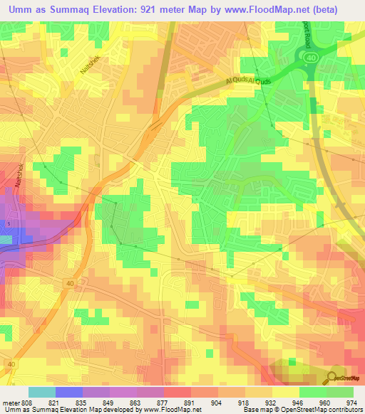 Umm as Summaq,Jordan Elevation Map
