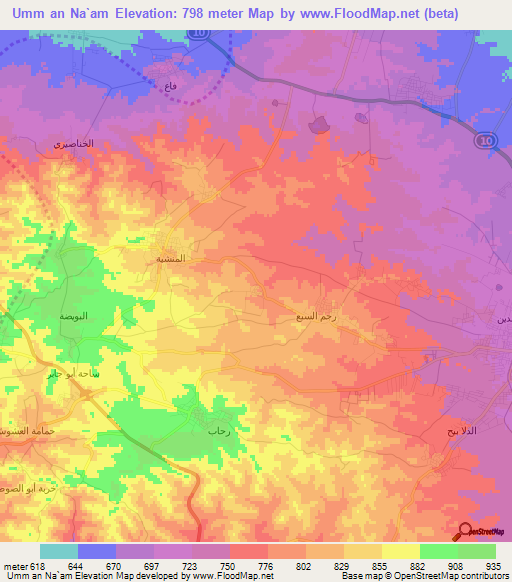 Umm an Na`am,Jordan Elevation Map